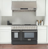 KUCHT Professional 48 in. 6.7 cu. ft. Propane Gas Range with Sealed Burners, Griddle/Grill and Two Ovens - One Convection - in Stainless Steel