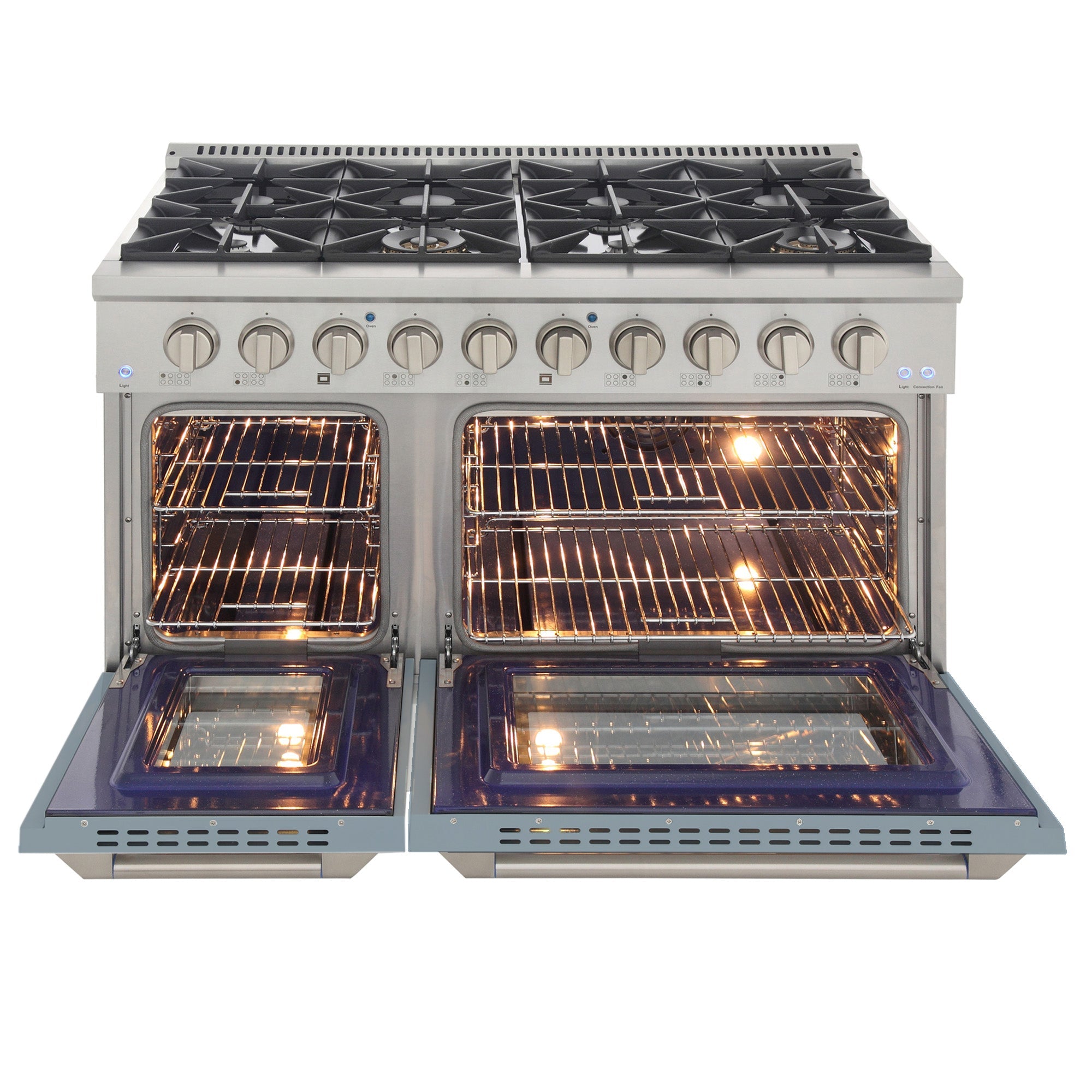 KUCHT Professional 48 in. 6.7 cu. ft. Natural Gas Range with Sealed Burners, Griddle/Grill and Two Ovens - One Convection - in Stainless Steel