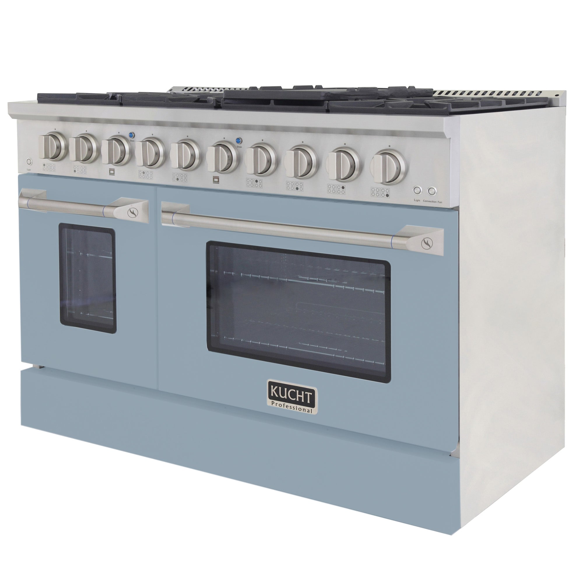 KUCHT Professional 48 in. 6.7 cu. ft. Natural Gas Range with Sealed Burners, Griddle/Grill and Two Ovens - One Convection - in Stainless Steel
