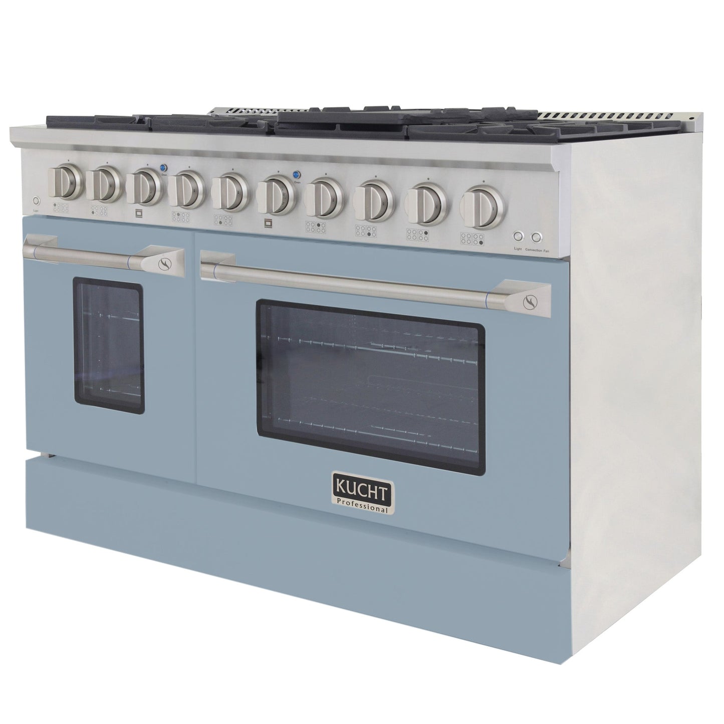 KUCHT Professional 48 in. 6.7 cu. ft. Propane Gas Range with Sealed Burners, Griddle/Grill and Two Ovens - One Convection - in Stainless Steel
