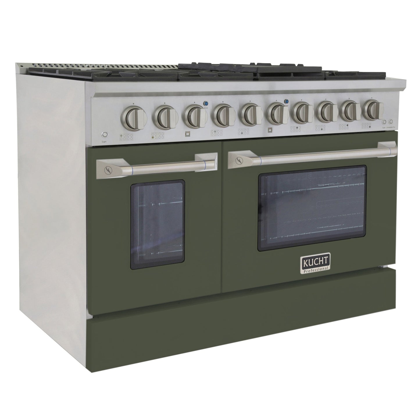 KUCHT Professional 48 in. 6.7 cu. ft. Propane Gas Range with Sealed Burners, Griddle/Grill and Two Ovens - One Convection - in Stainless Steel
