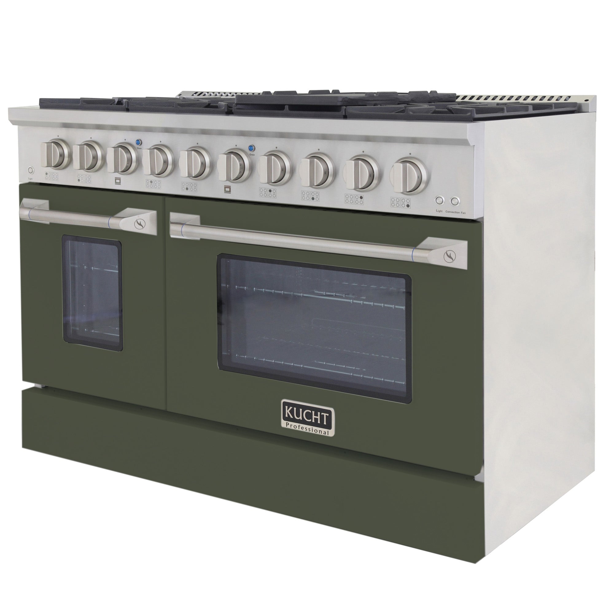 KUCHT Professional 48 in. 6.7 cu. ft. Propane Gas Range with Sealed Burners, Griddle/Grill and Two Ovens - One Convection - in Stainless Steel