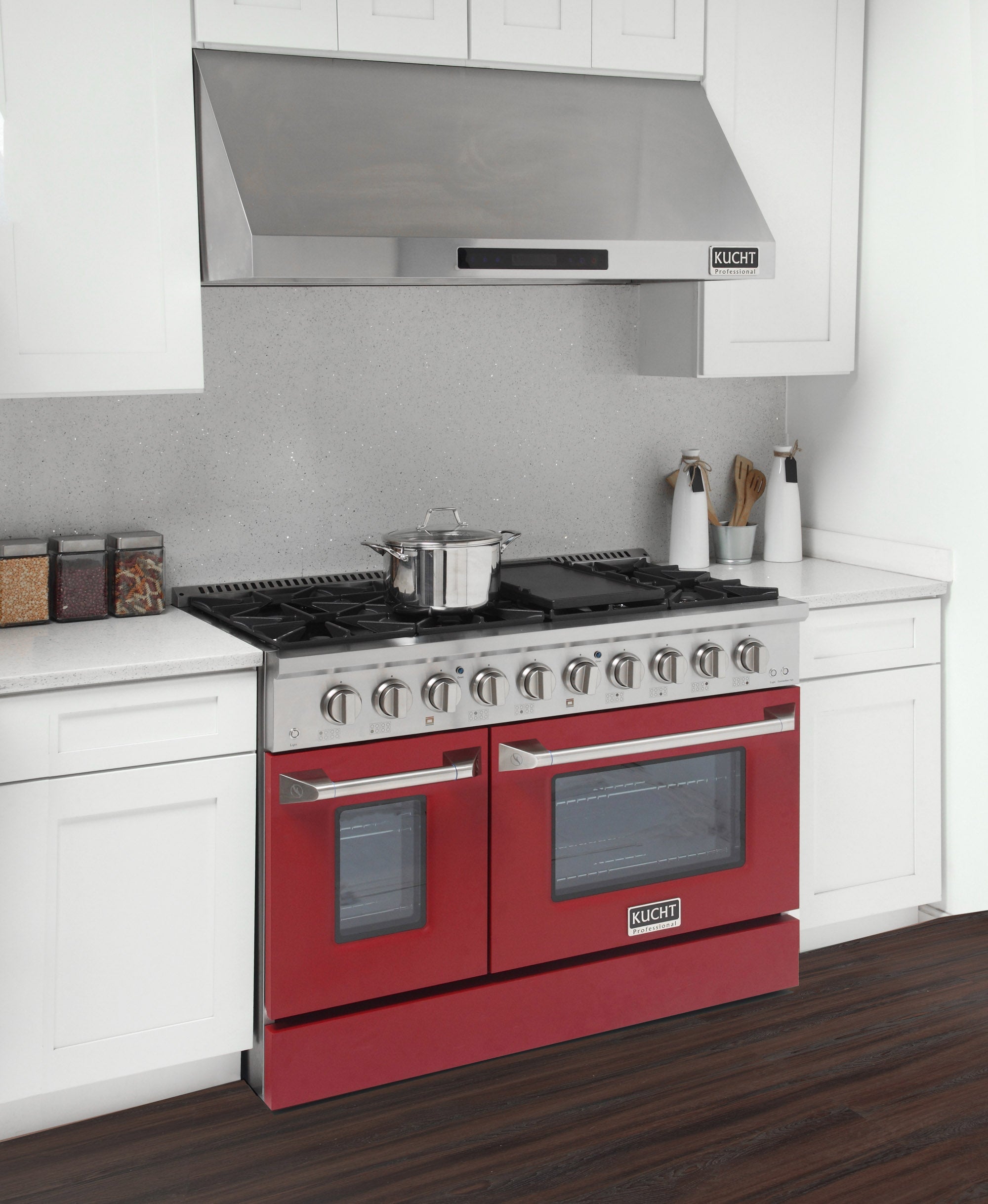 KUCHT Professional 48 in. 6.7 cu. ft. Propane Gas Range with Sealed Burners, Griddle/Grill and Two Ovens - One Convection - in Stainless Steel
