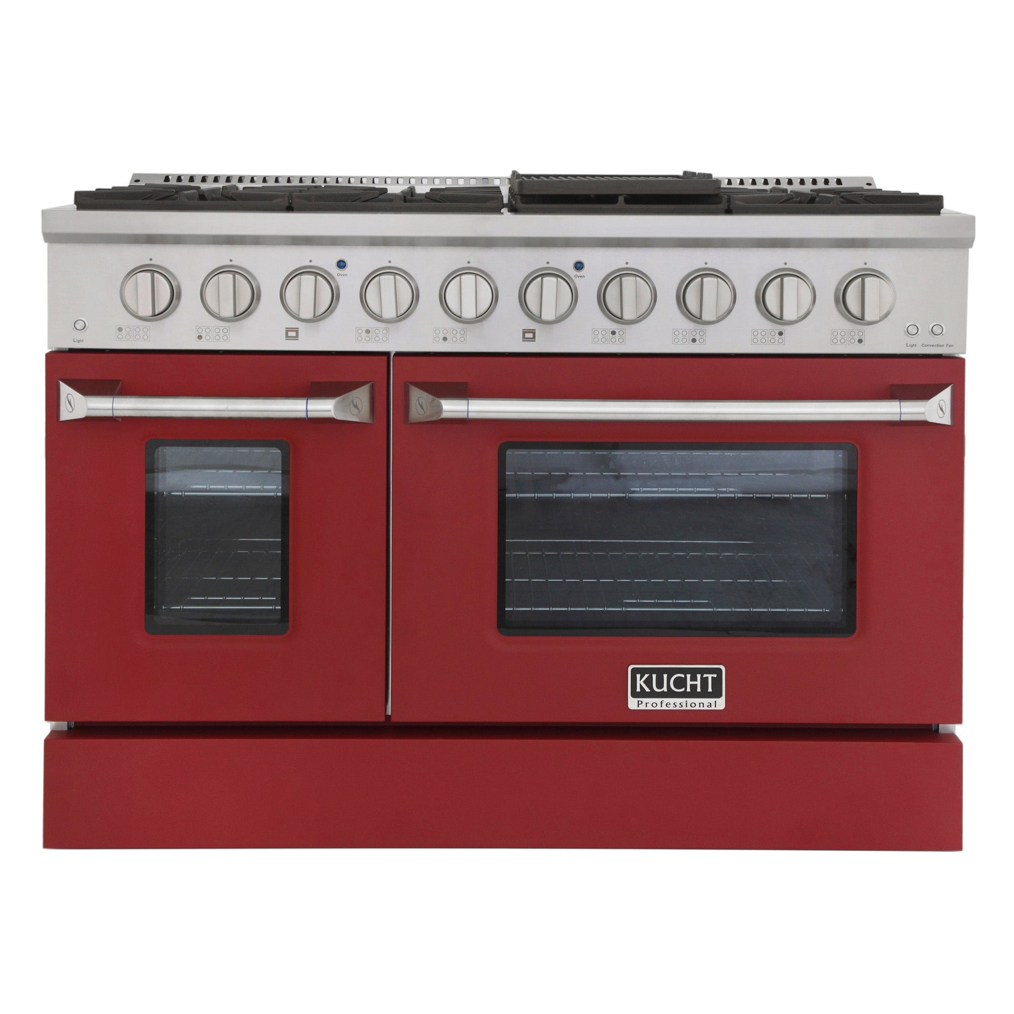 KUCHT Professional 48 in. 6.7 cu. ft. Dual Fuel Range for Propane Gas with Sealed Burners Griddle Grill and Two Ovens One Convection in Stainless Steel