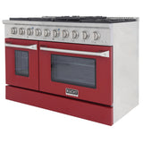KUCHT Professional 48 in. 6.7 cu. ft. Dual Fuel Range for Natural Gas with Sealed Burners Griddle Grill and Two Ovens One Convection in Stainless Steel