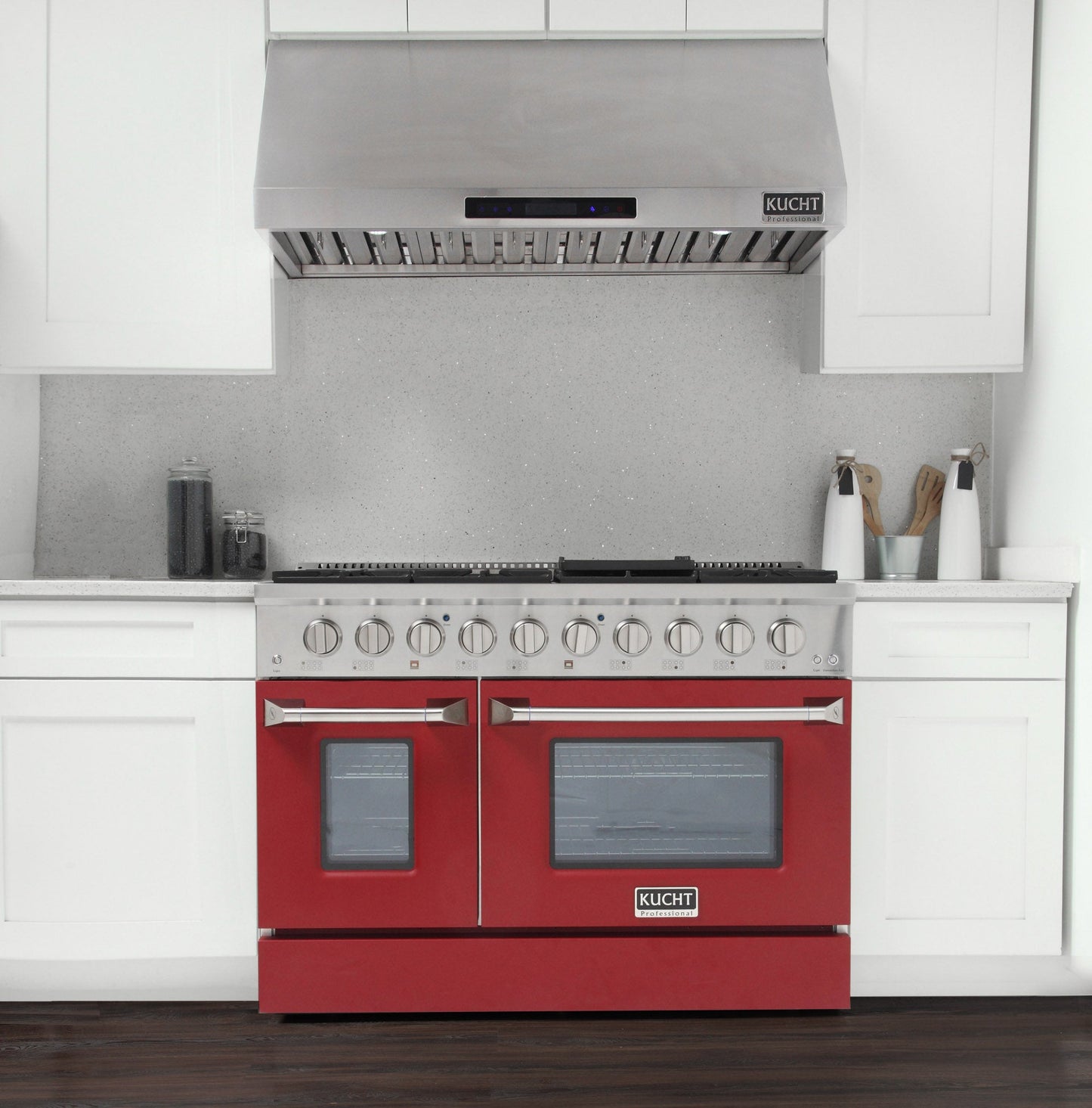 KUCHT Professional 48 in. 6.7 cu. ft. Dual Fuel Range for Propane Gas with Sealed Burners Griddle Grill and Two Ovens One Convection in Stainless Steel