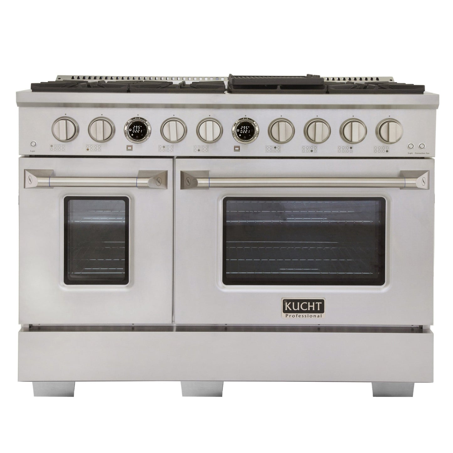 48 in. 6.7 cu. ft. 8 Burners Dual Fuel Range for Propane Gas in Stainless Steel with Kucht Horus Thermostat