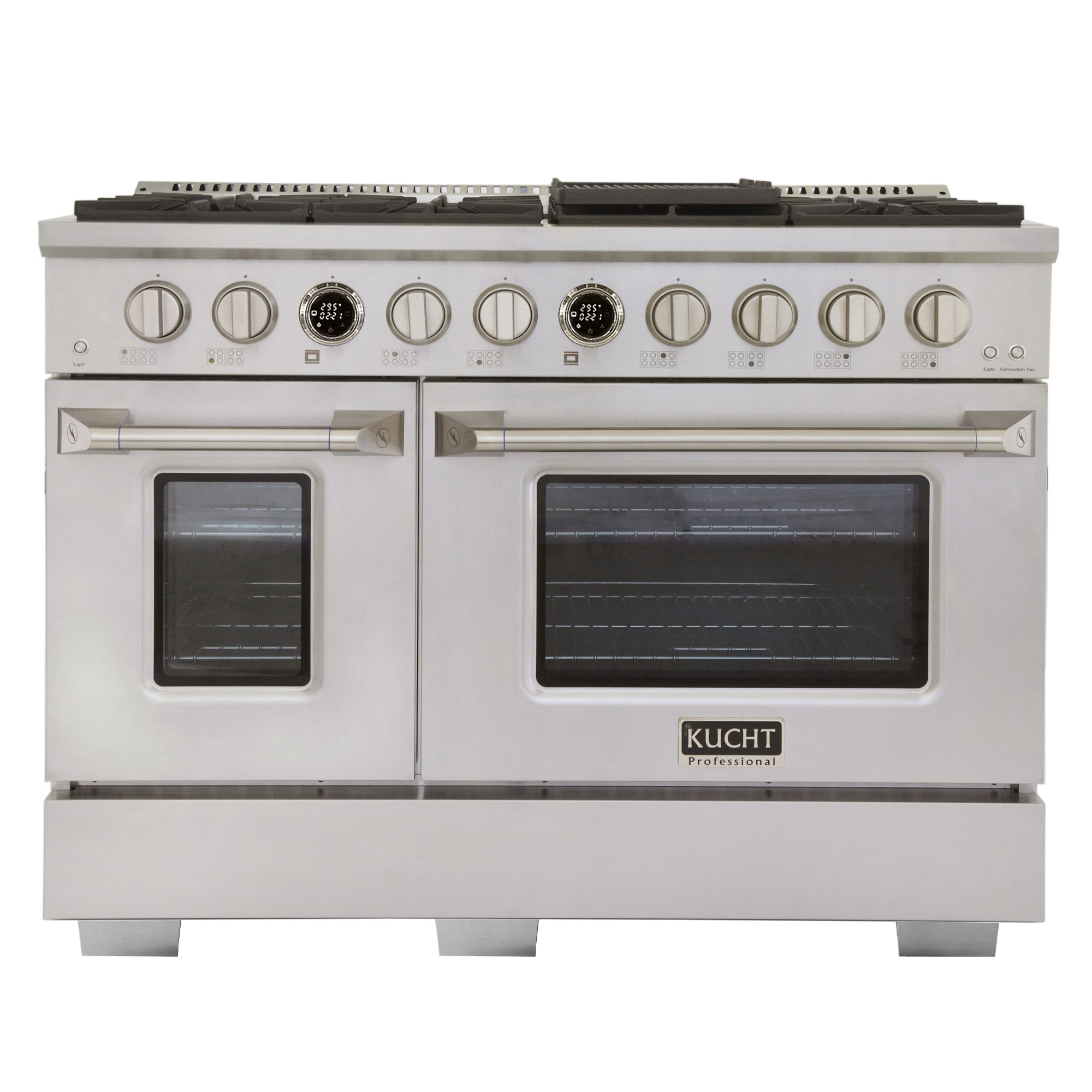 48 in. 6.7 cu. ft. 8 Burners Dual Fuel Range for Propane Gas in Stainless Steel with Kucht Horus Thermostat