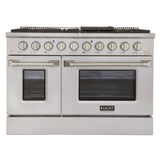 KUCHT Professional 48 in. 6.7 cu. ft. Dual Fuel Range for Natural Gas with Sealed Burners Griddle Grill and Two Ovens One Convection in Stainless Steel