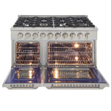 KUCHT Professional 48 in. 6.7 cu. ft. Propane Gas Range with Sealed Burners, Griddle/Grill and Two Ovens - One Convection - in Stainless Steel