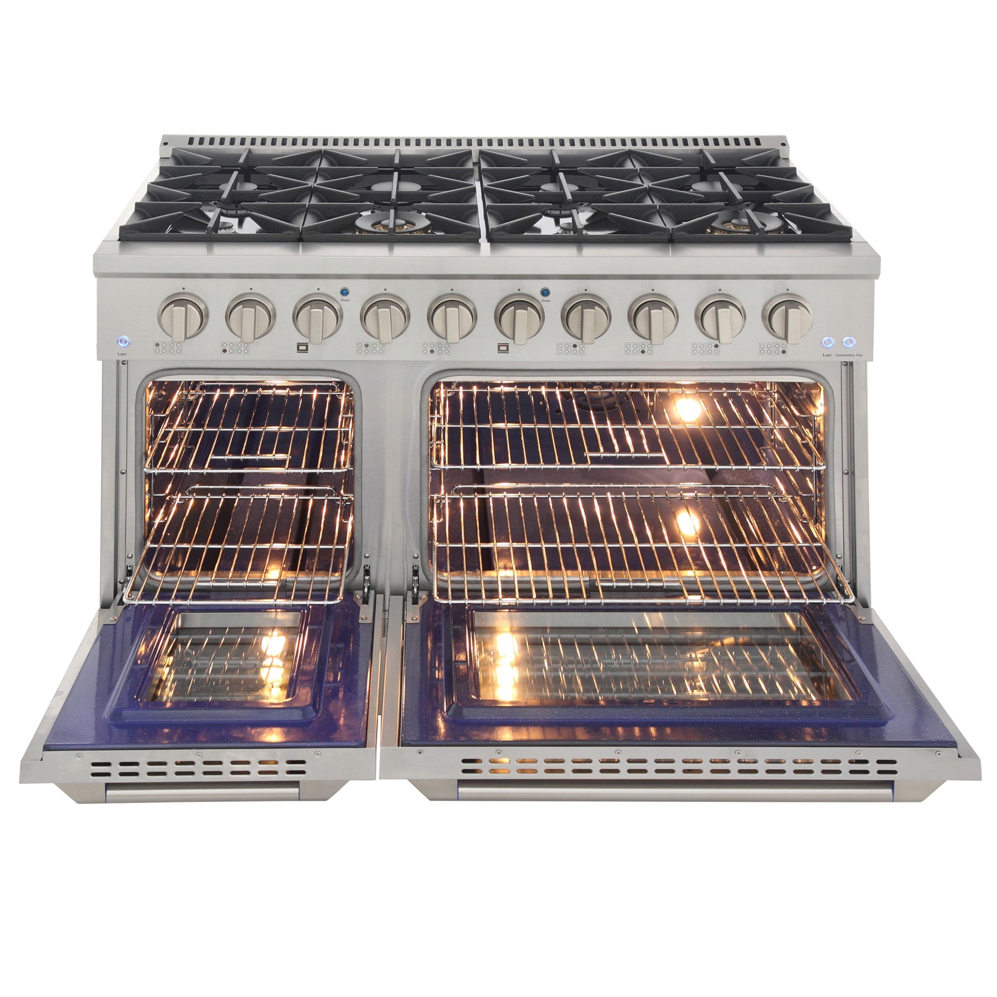 KUCHT Professional 48 in. 6.7 cu. ft. Propane Gas Range with Sealed Burners, Griddle/Grill and Two Ovens - One Convection - in Stainless Steel
