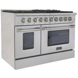 KUCHT Professional 48 in. 6.7 cu. ft. Dual Fuel Range for Natural Gas with Sealed Burners Griddle Grill and Two Ovens One Convection in Stainless Steel