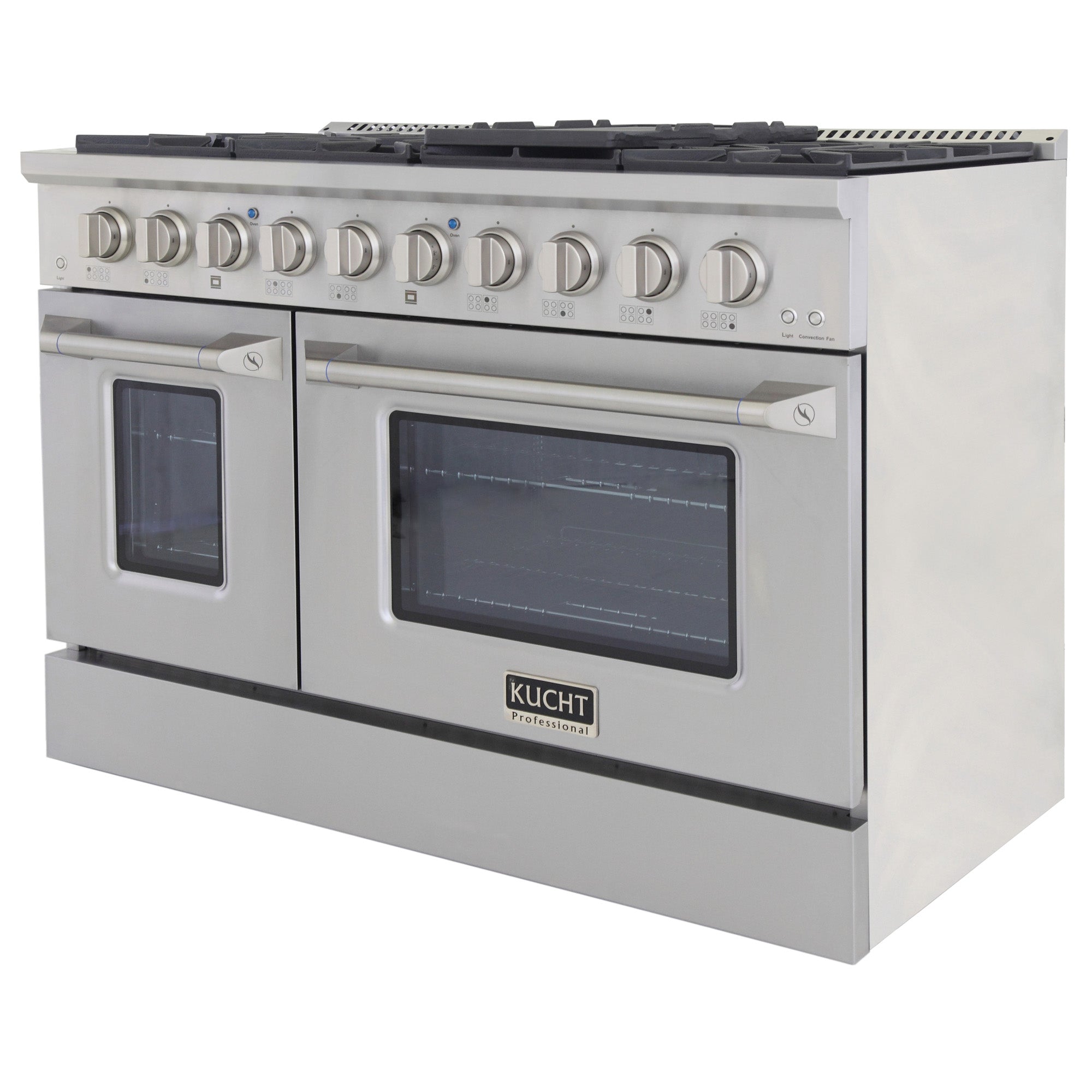 KUCHT Professional 48 in. 6.7 cu. ft. Propane Gas Range with Sealed Burners, Griddle/Grill and Two Ovens - One Convection - in Stainless Steel