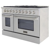 KUCHT Professional 48 in. 6.7 cu. ft. Dual Fuel Range for Natural Gas with Sealed Burners Griddle Grill and Two Ovens One Convection in Stainless Steel