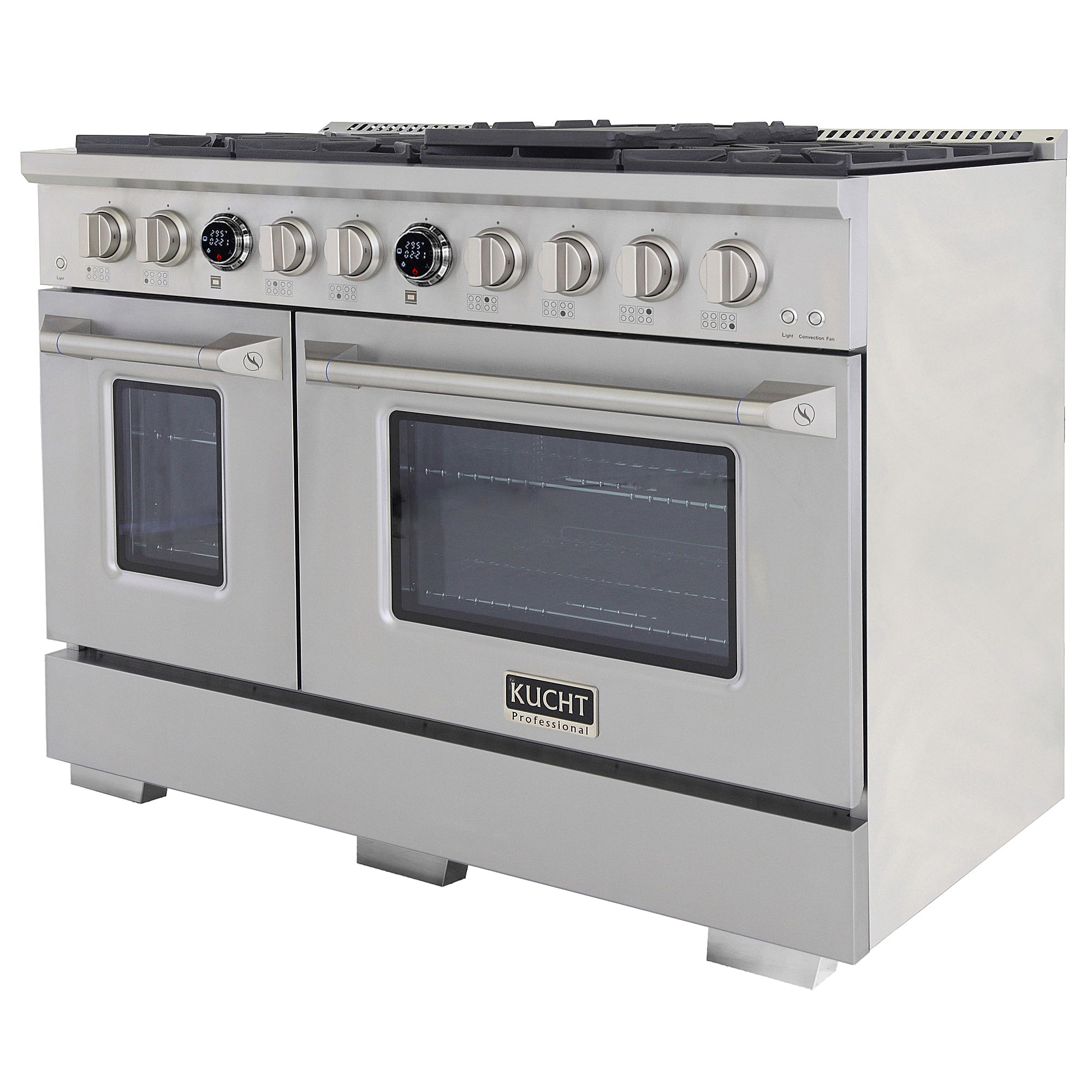 48 in. 6.7 cu. ft. 8 Burners Dual Fuel Range for Propane Gas in Stainless Steel with Kucht Horus Thermostat