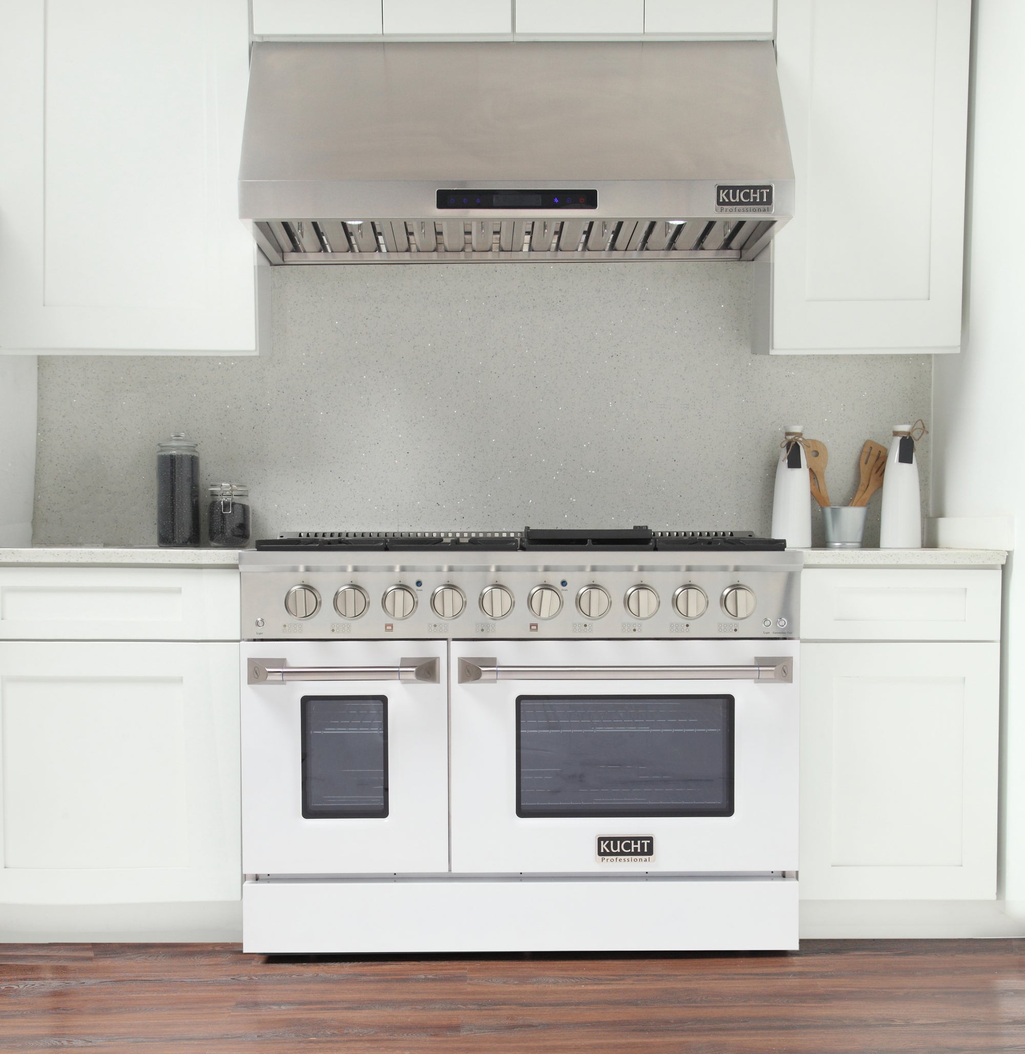KUCHT Professional 48 in. 6.7 cu. ft. Dual Fuel Range for Natural Gas with Sealed Burners Griddle Grill and Two Ovens One Convection in Stainless Steel