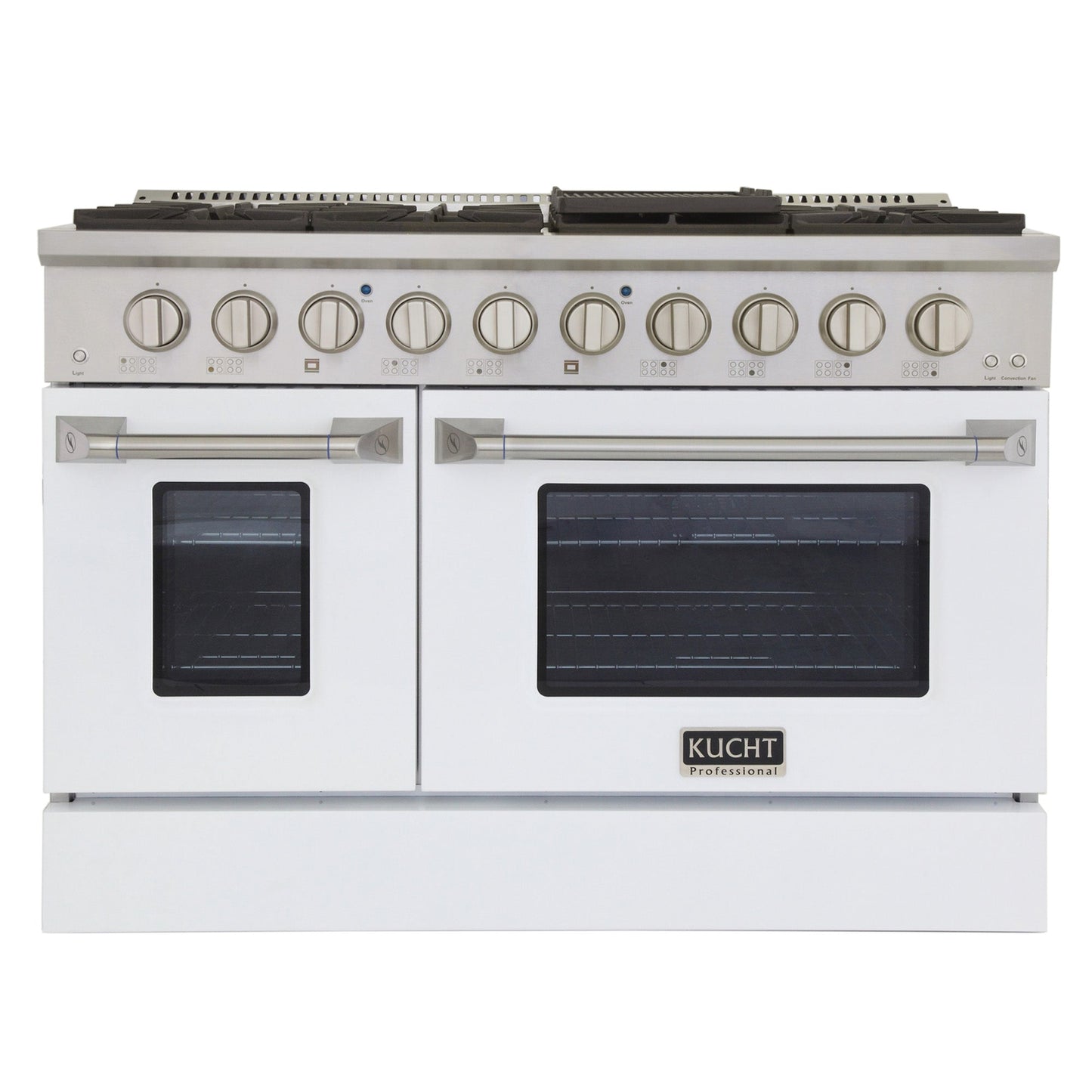 KUCHT Professional 48 in. 6.7 cu. ft. Propane Gas Range with Sealed Burners, Griddle/Grill and Two Ovens - One Convection - in Stainless Steel