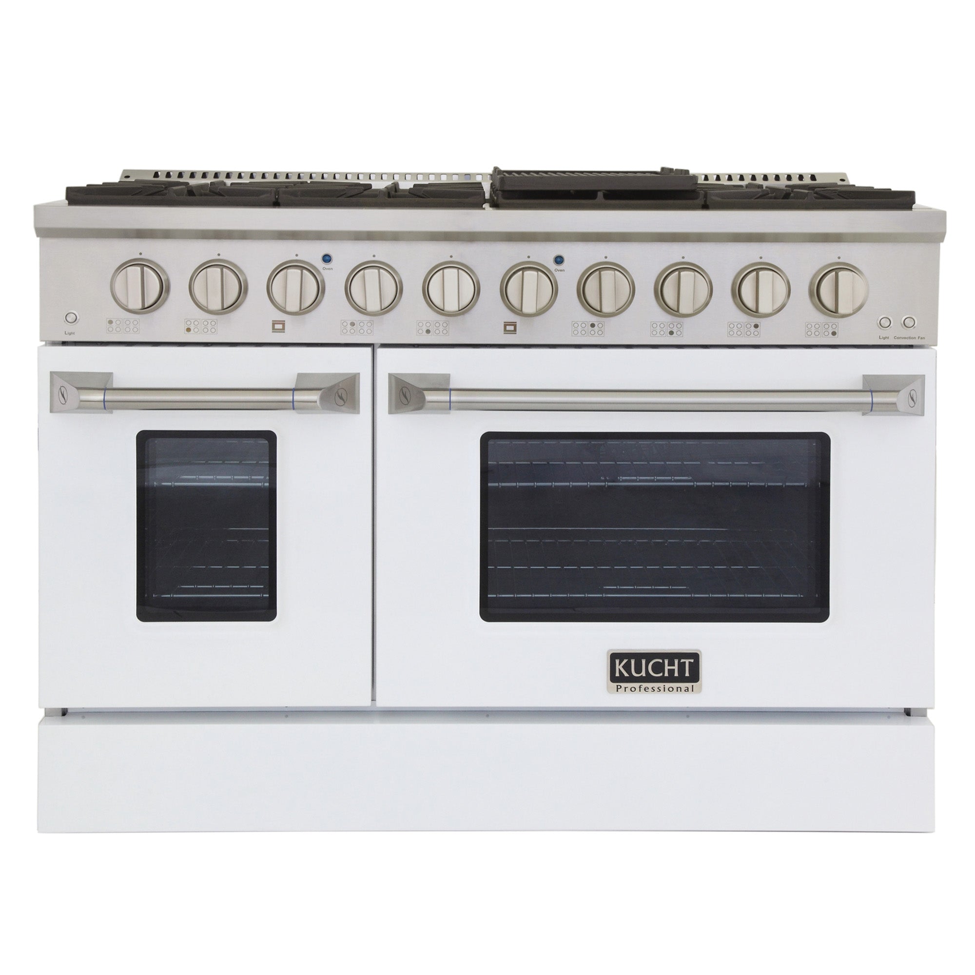 KUCHT Professional 48 in. 6.7 cu. ft. Dual Fuel Range for Propane Gas with Sealed Burners Griddle Grill and Two Ovens One Convection in Stainless Steel
