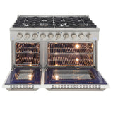 KUCHT Professional 48 in. 6.7 cu. ft. Dual Fuel Range for Natural Gas with Sealed Burners Griddle Grill and Two Ovens One Convection in Stainless Steel