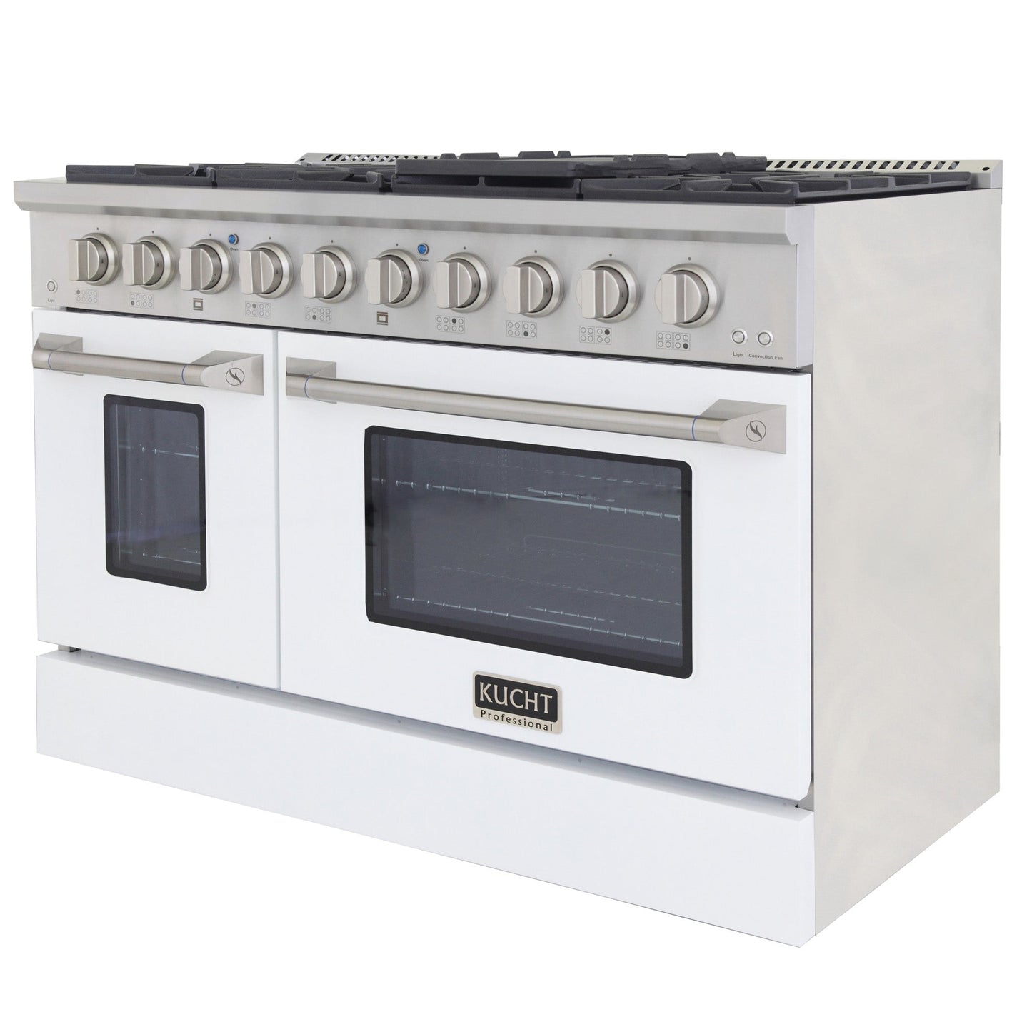 KUCHT Professional 48 in. 6.7 cu. ft. Dual Fuel Range for Propane Gas with Sealed Burners Griddle Grill and Two Ovens One Convection in Stainless Steel