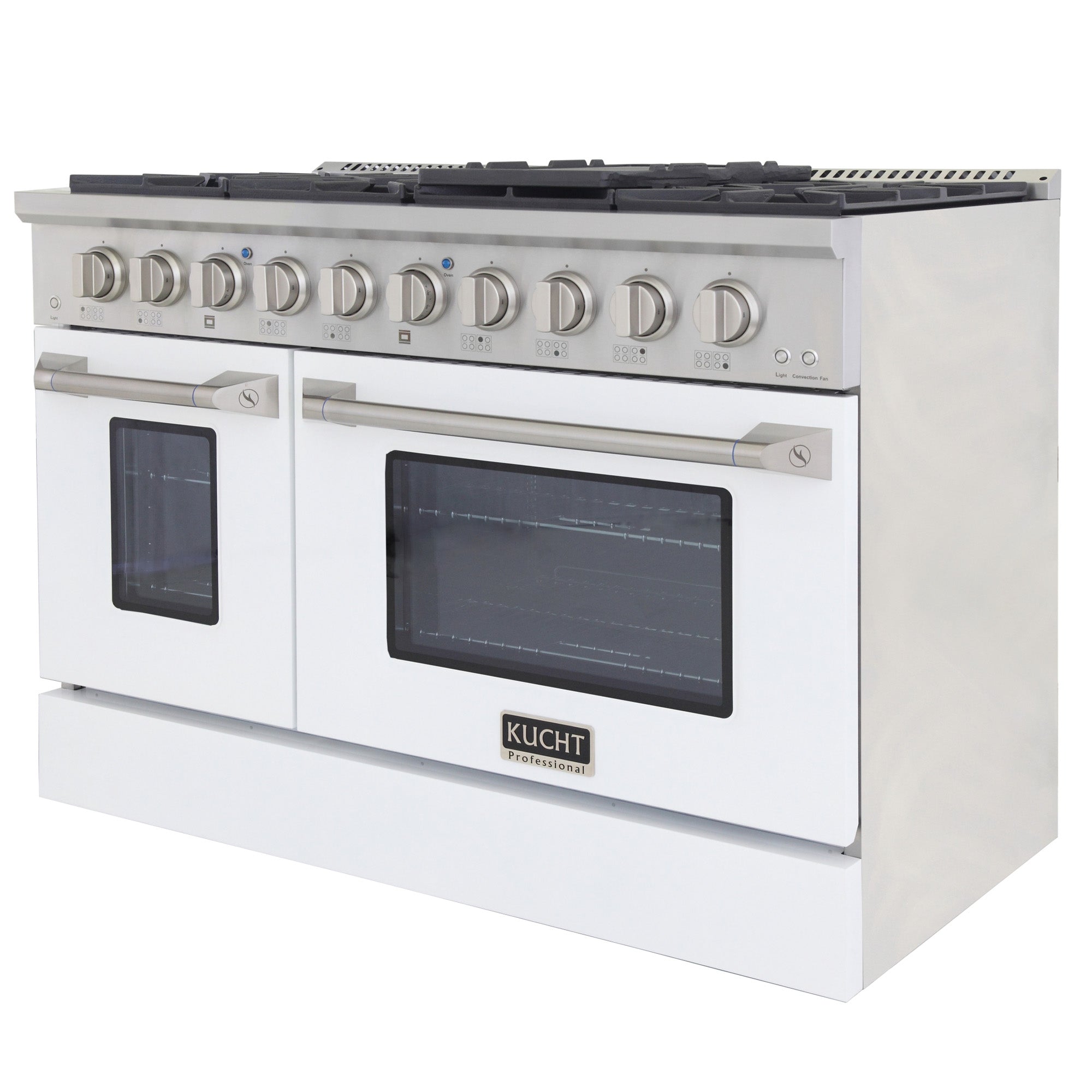 KUCHT Professional 48 in. 6.7 cu. ft. Natural Gas Range with Sealed Burners, Griddle/Grill and Two Ovens - One Convection - in Stainless Steel