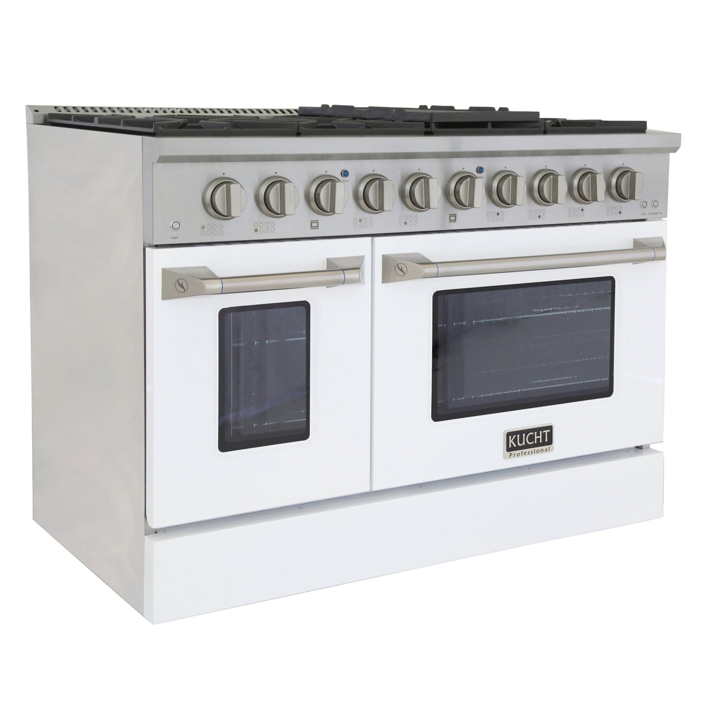 KUCHT Professional 48 in. 6.7 cu. ft. Dual Fuel Range for Natural Gas with Sealed Burners Griddle Grill and Two Ovens One Convection in Stainless Steel