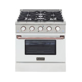 KUCHT Professional 30 in. 4.2 cu. ft.¨Propane Gas Range with Sealed Burners and Convection Oven in Stainless Steel with White Oven Door, White Knobs and Knob Rings