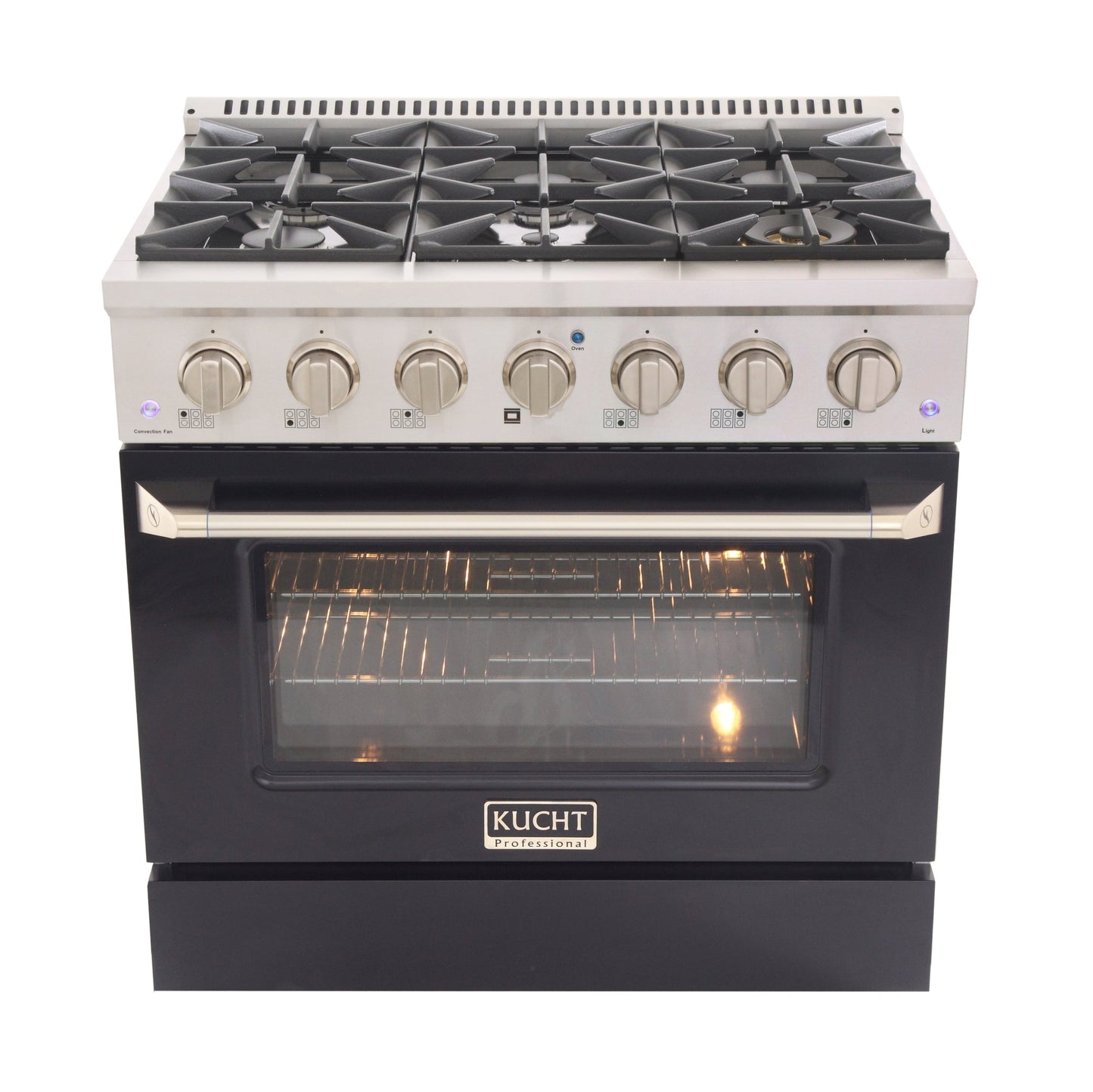 KUCHT Professional 36 in. 5.2 cu. ft. Dual Fuel Range for Natural Gas with Sealed Burners and Convection Oven in Stainless Steel