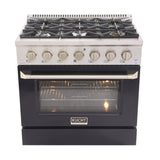 KUCHT Professional 36 in. 5.2 cu. ft. Dual Fuel Range for Natural Gas with Sealed Burners and Convection Oven in Stainless Steel