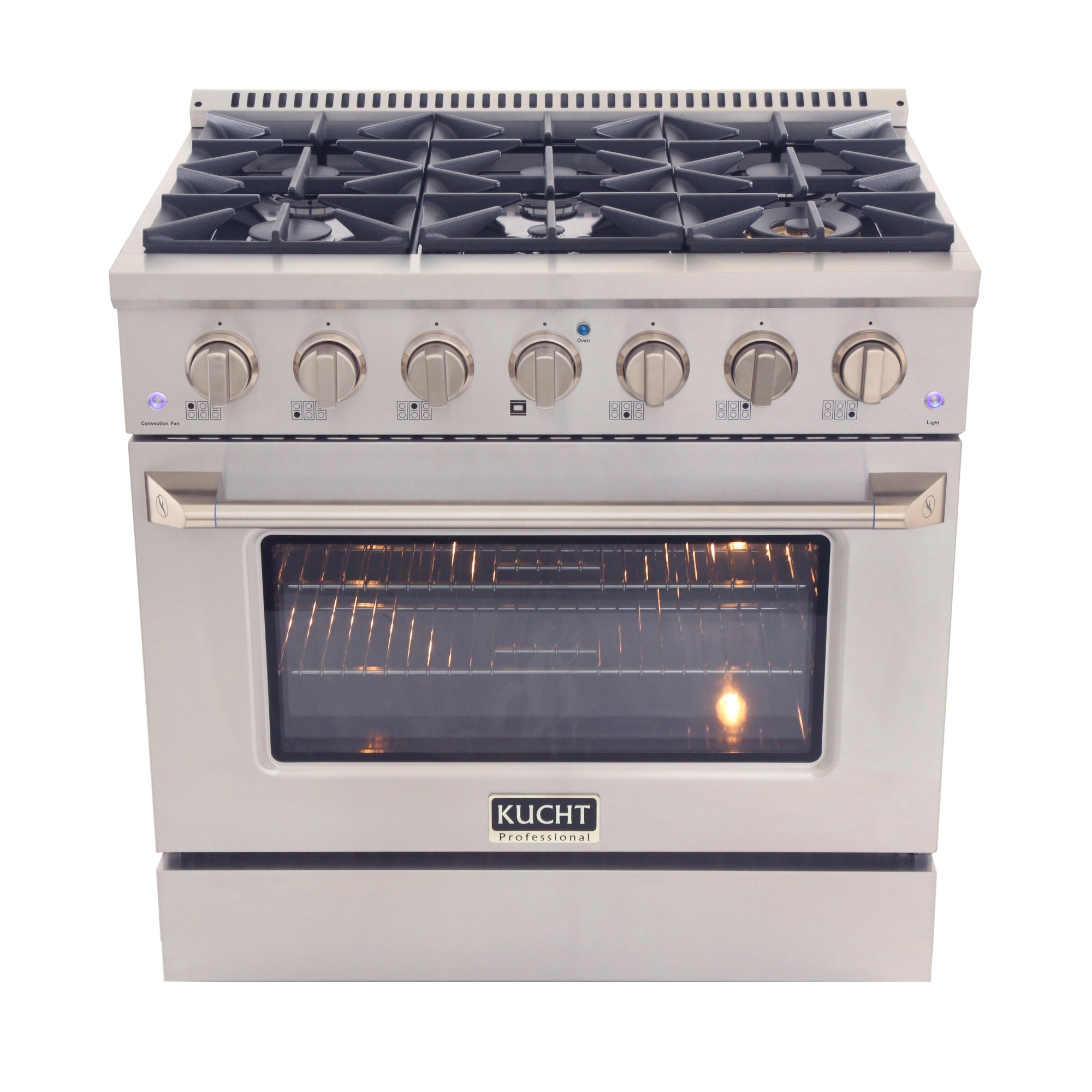 KUCHT Professional 36 in. 5.2 cu. ft. Dual Fuel Range for Natural Gas with Sealed Burners and Convection Oven in Stainless Steel