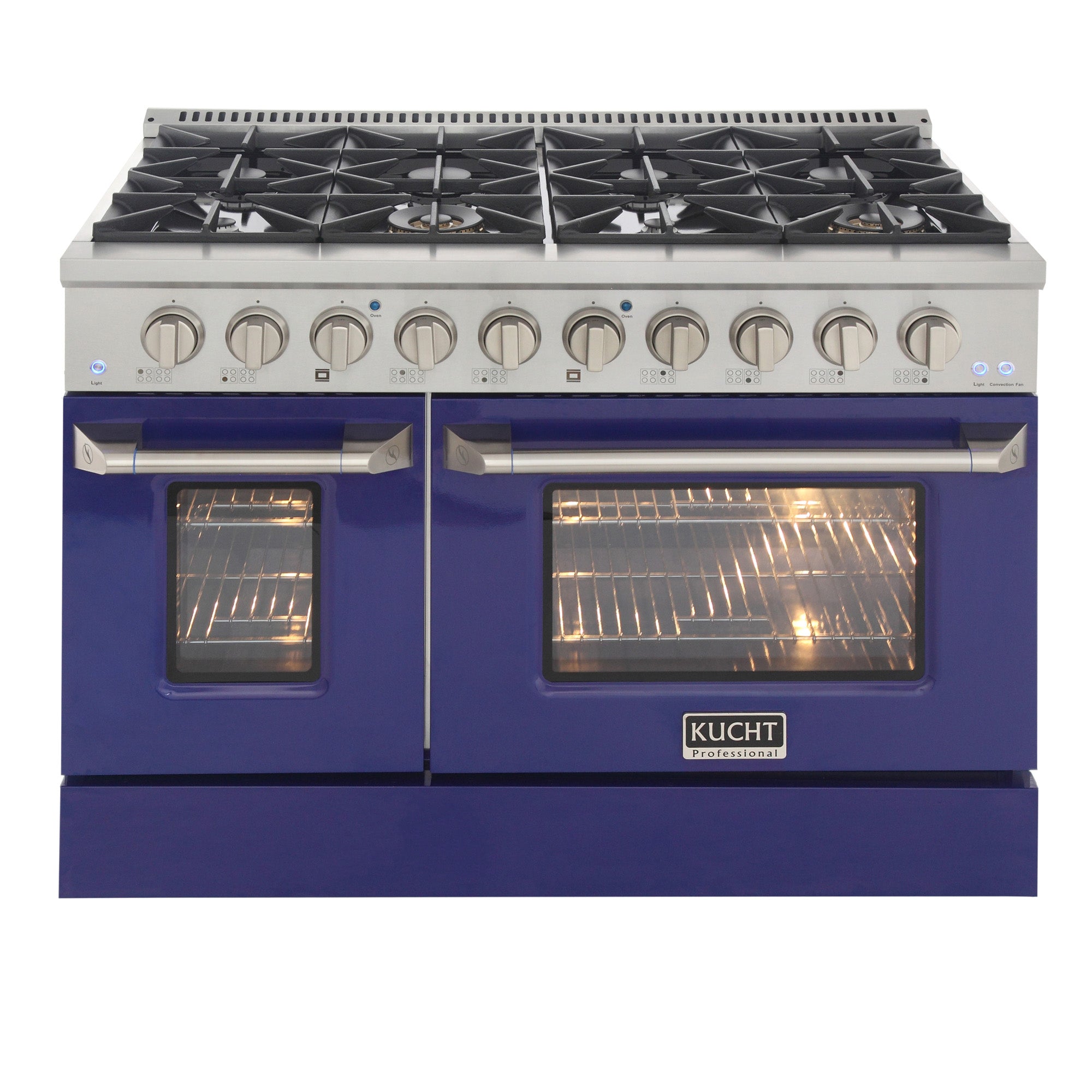 KUCHT Professional 48 in. 6.7 cu. ft. Dual Fuel Range for Propane Gas with Sealed Burners Griddle Grill and Two Ovens One Convection in Stainless Steel