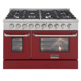 KUCHT Professional 48 in. 6.7 cu. ft. Dual Fuel Range for Propane Gas with Sealed Burners Griddle Grill and Two Ovens One Convection in Stainless Steel