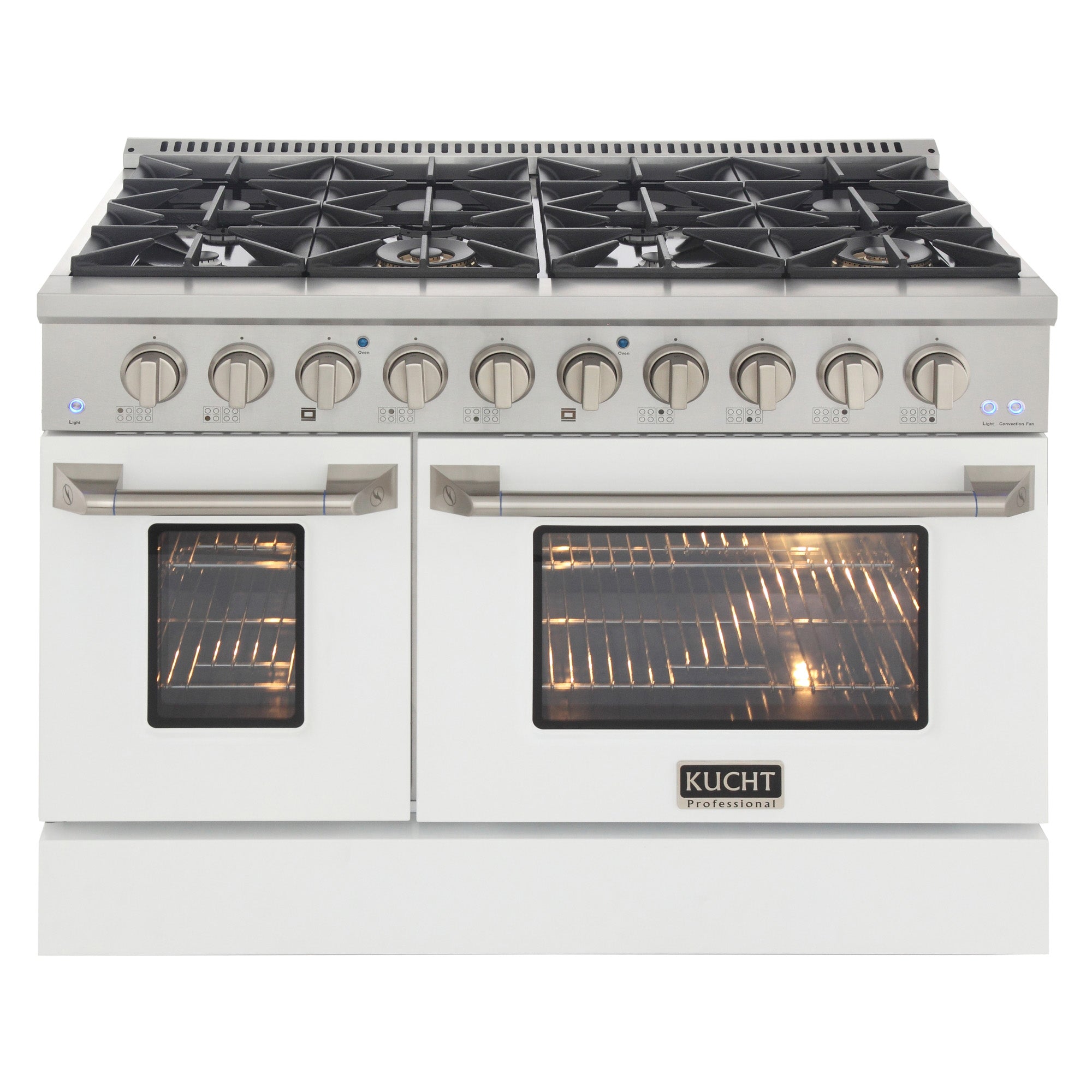 KUCHT Professional 48 in. 6.7 cu. ft. Natural Gas Range with Sealed Burners, Griddle/Grill and Two Ovens - One Convection - in Stainless Steel