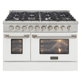 KUCHT Professional 48 in. 6.7 cu. ft. Dual Fuel Range for Propane Gas with Sealed Burners Griddle Grill and Two Ovens One Convection in Stainless Steel