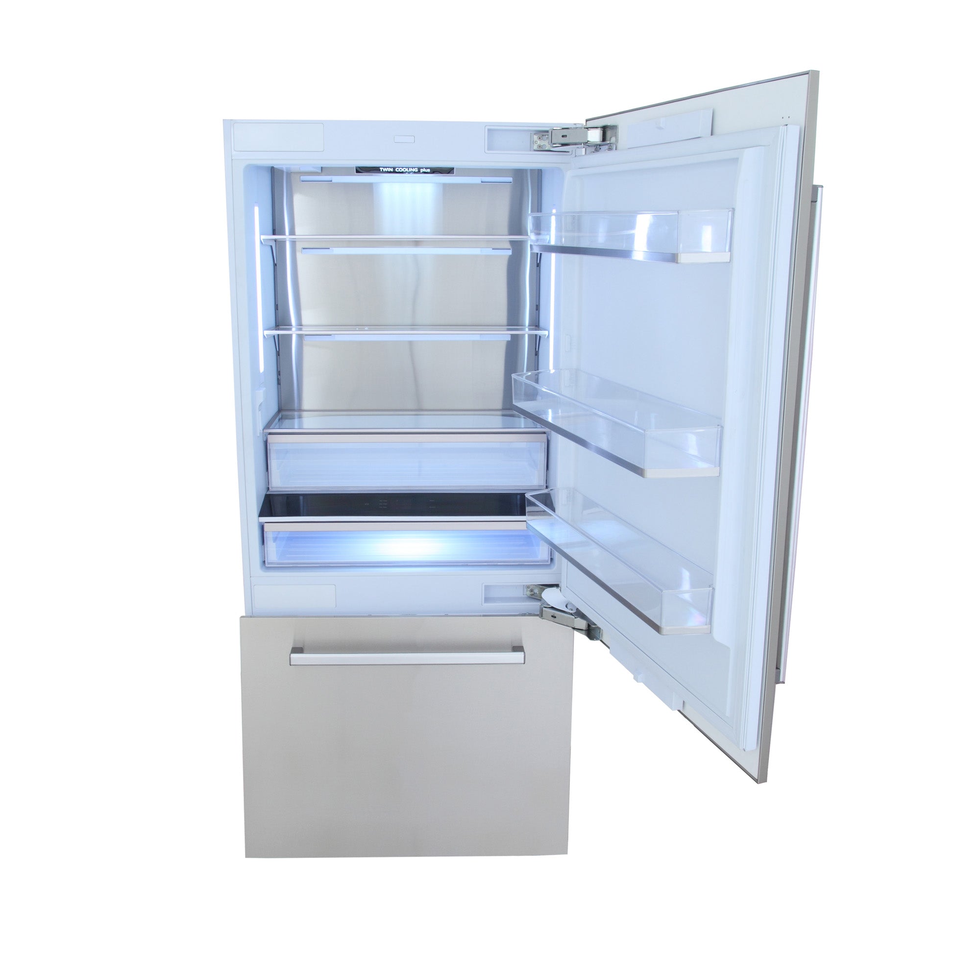 36 in. Width 19 8 cu. ft. Built In Bottom Freezer Refrigerator in Custom Panel Ready Counter Depth