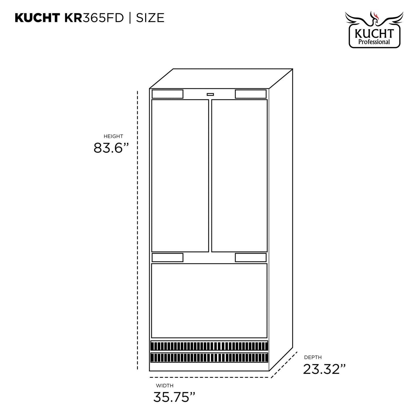 36 in. Width 19 6 cu. ft. French Door Built In Refrigerator in Custom Panel Ready Counter Depth