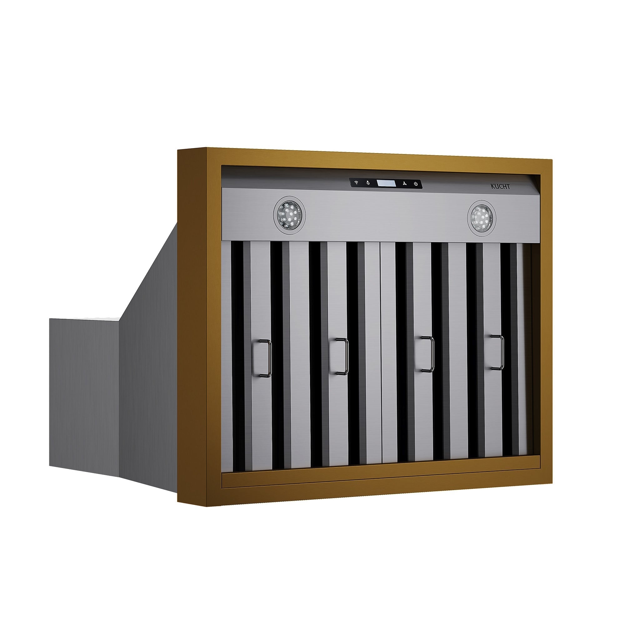 30 in. KUCHT 600 CFM Wall Mounted Range Hood in Stainless Steel with Gold Accents