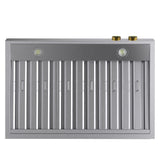 36 in. 900 1200 CFM Ducted Wall Mount Range Hood in Stainless Steel with Gold Accents and Digital Controls
