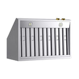 36 in. 900 1200 CFM Ducted Wall Mount Range Hood in Stainless Steel with Gold Accents and Digital Controls