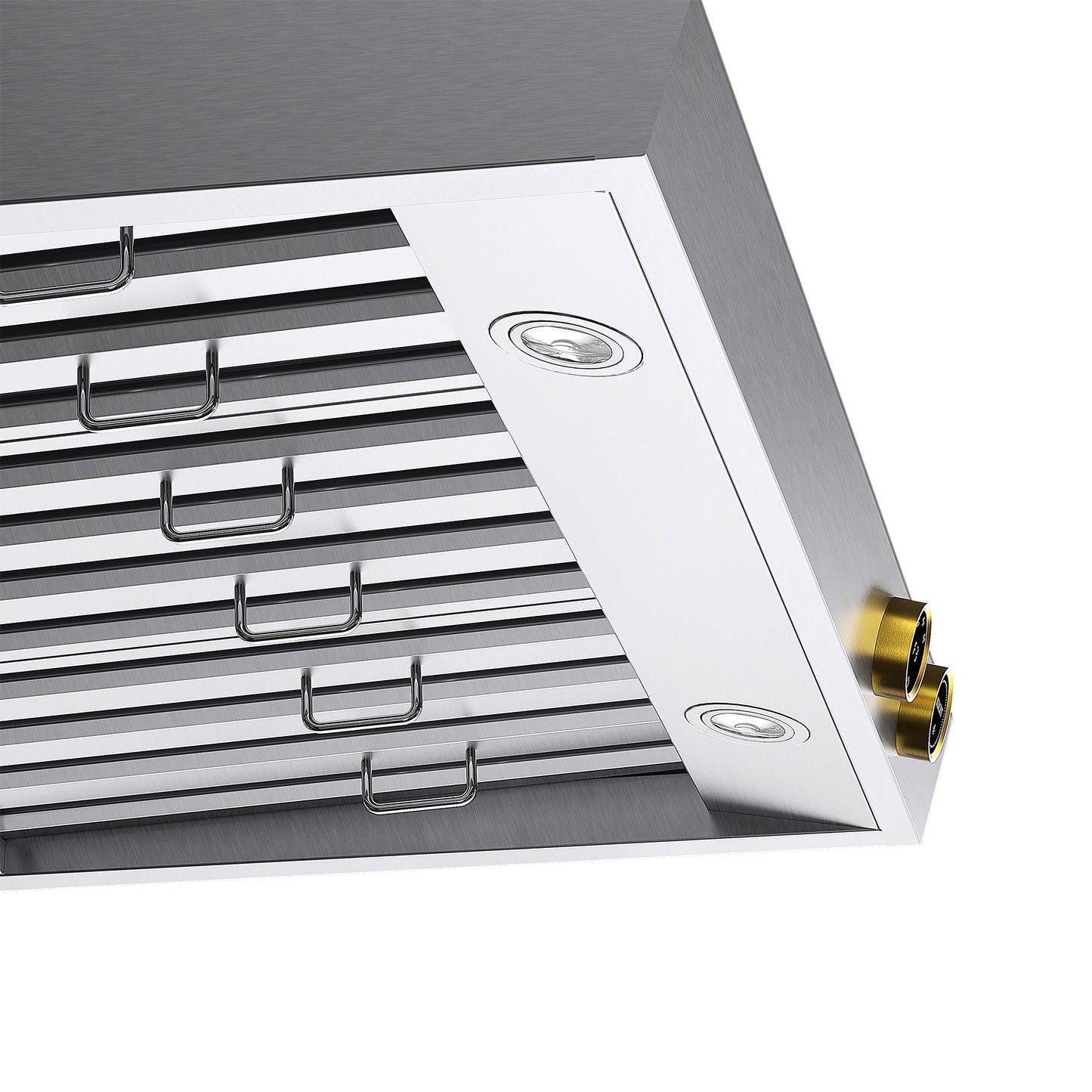 36 in. 900 1200 CFM Ducted Wall Mount Range Hood in Stainless Steel with Gold Accents and Digital Controls