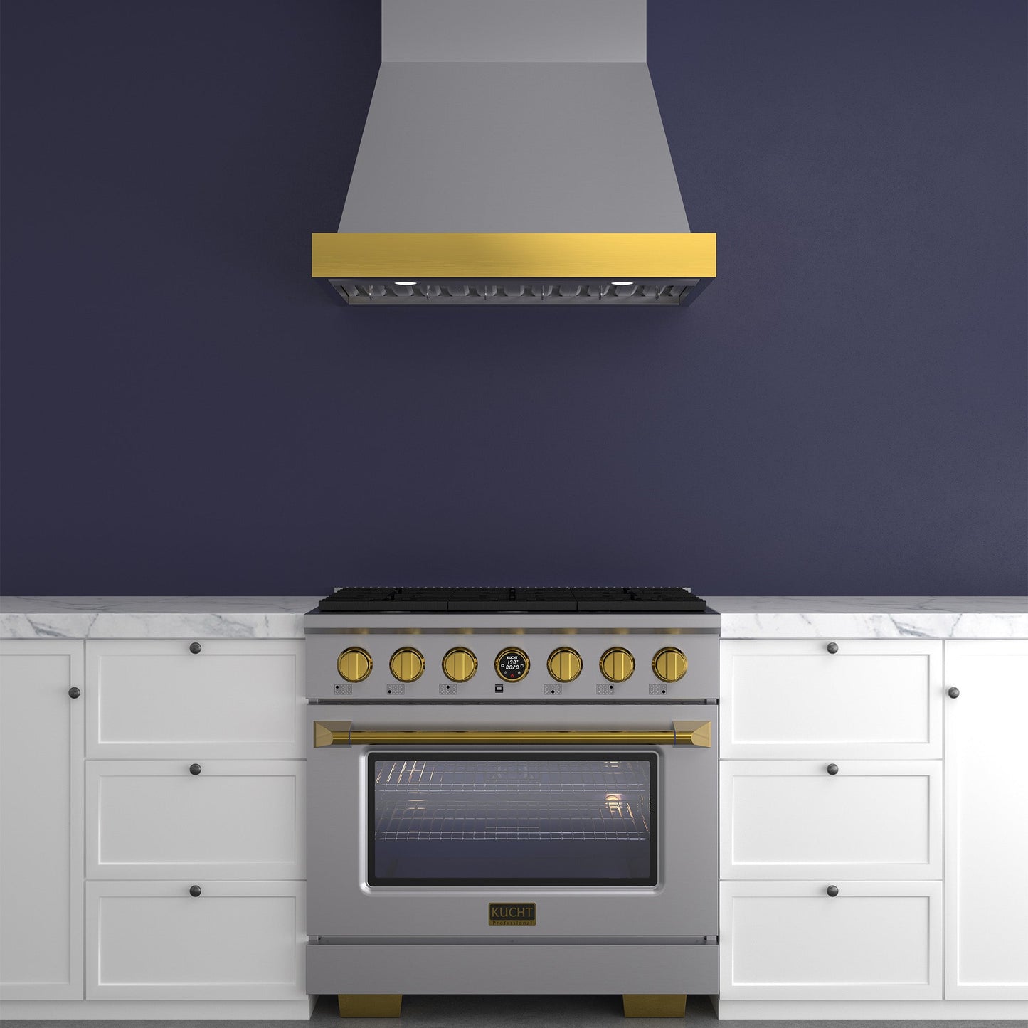 36 in. 5.2 cu. ft. 6 Burners Dual Fuel Range for Natural Gas in Stainless Steel with Kucht Horus Thermostat
