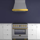 36 in. 5.2 cu. ft. 6 Burners Dual Fuel Range for Natural Gas in Stainless Steel with Kucht Horus Thermostat