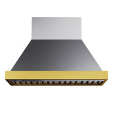 48 in. KUCHT 600 CFM Wall Mounted Range Hood in Stainless Steel with Gold Accents