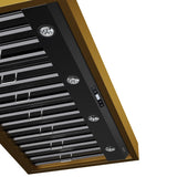48 in. KUCHT 600 CFM Wall Mounted Range Hood in Titanium Stainless Steel with Gold Accents
