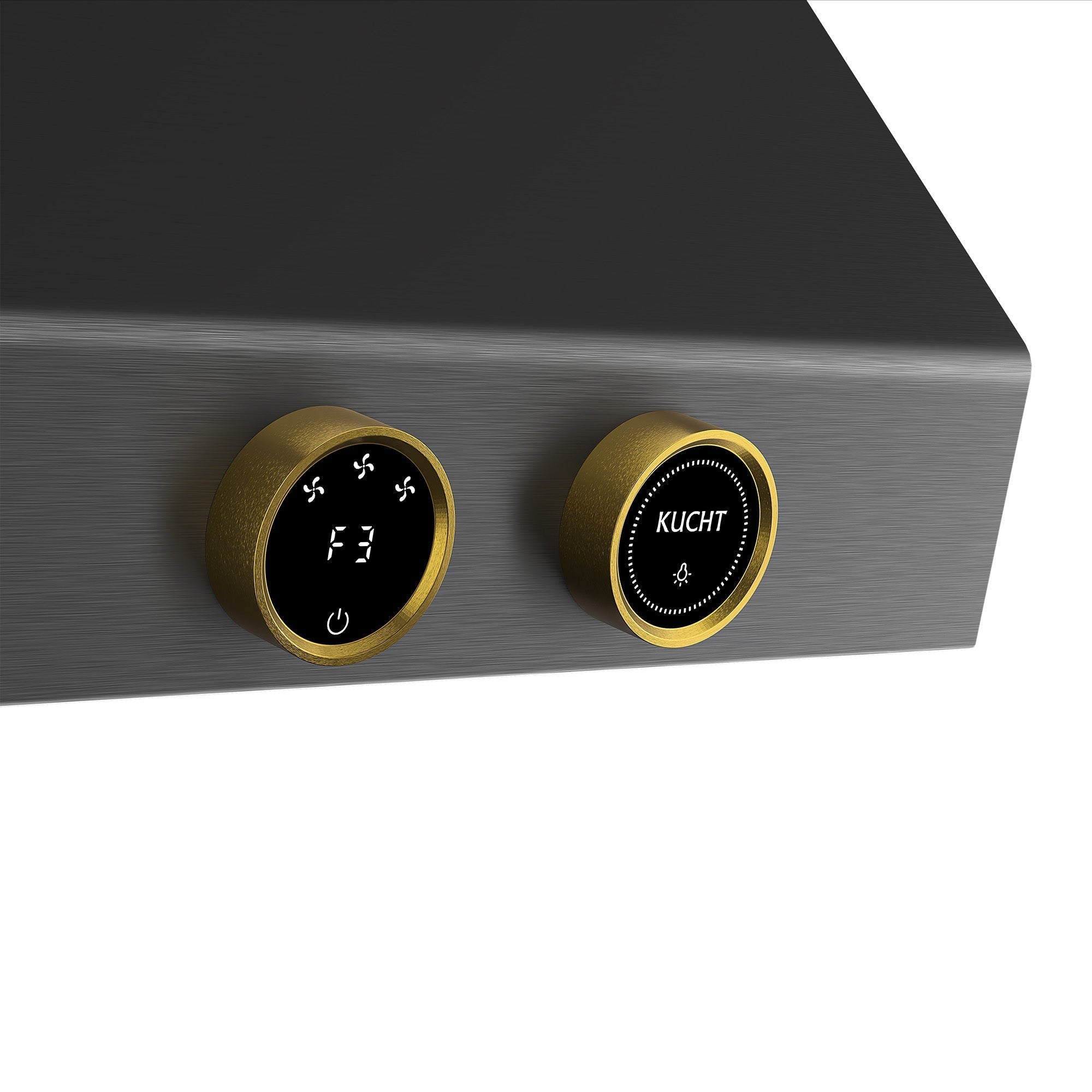 30 in. 900 1200 CFM Ducted Wall Mount Range Hood in Titanium Stainless Steel with Gold Accents and Digital Controls
