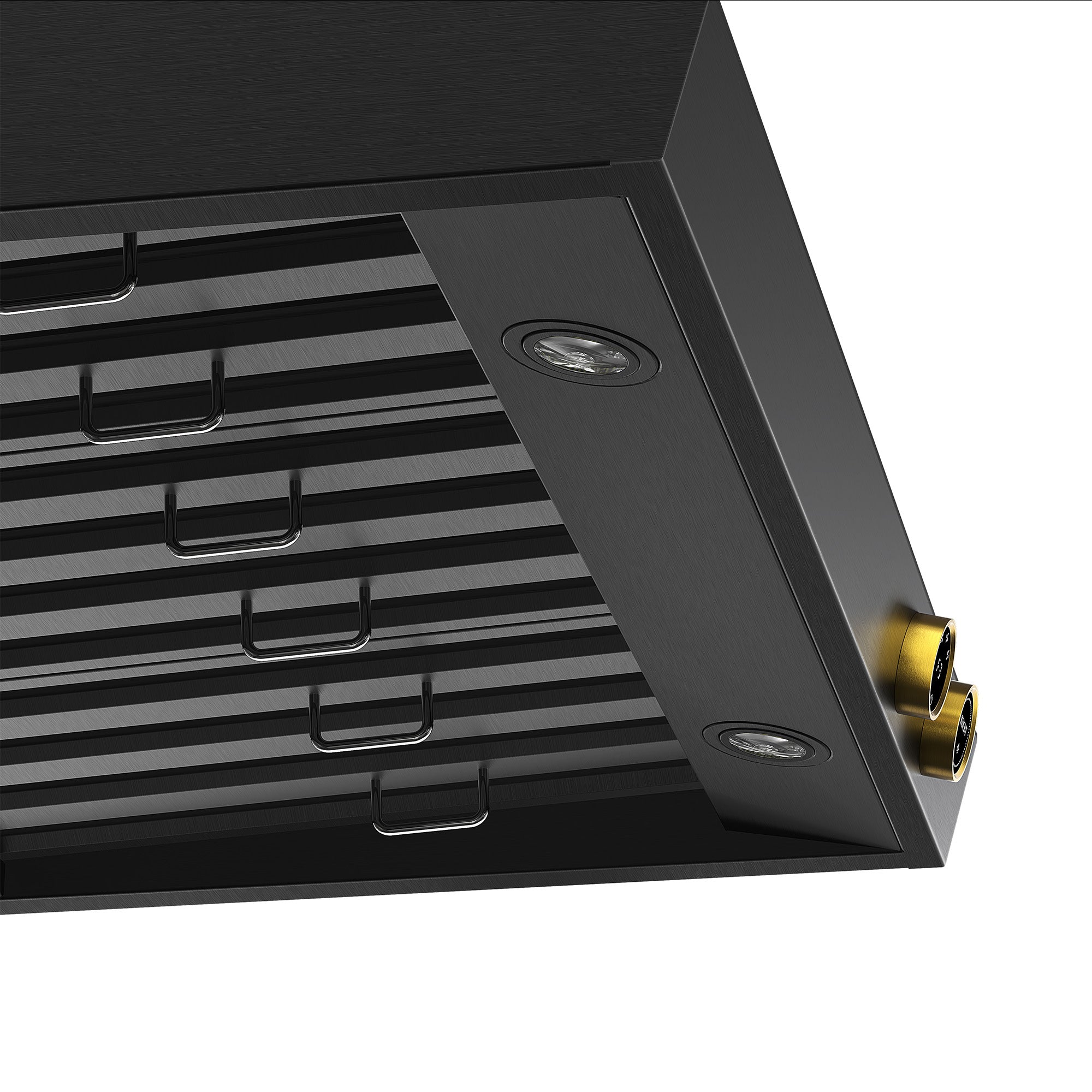36 in. 900 1200 CFM Ducted Wall Mount Range Hood in Titanium Stainless Steel with Gold Accents and Digital Controls