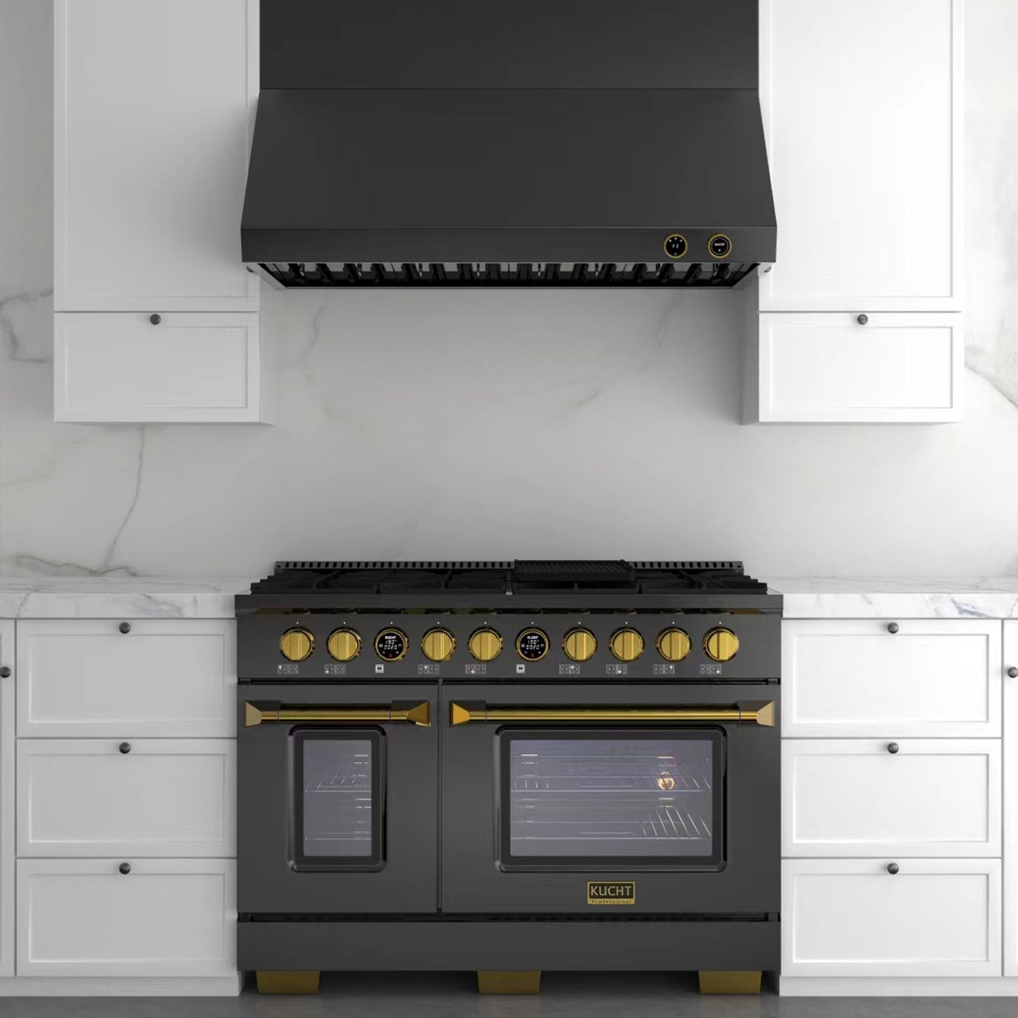 48 in. 6.7 cu. ft. 8 Burners Dual Fuel Range for Propane Gas in Stainless Steel with Kucht Horus Thermostat