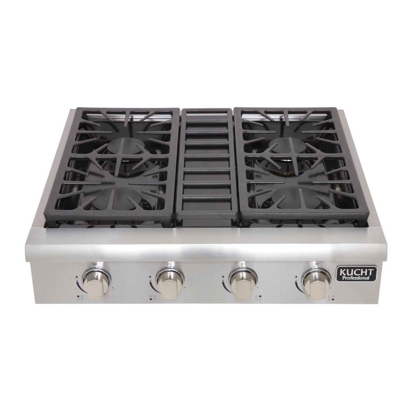 KUCHT Professional 30 in. Natural Gas Range-Top with Sealed Burners in Stainless Steel  with Classic Silver Knobs
