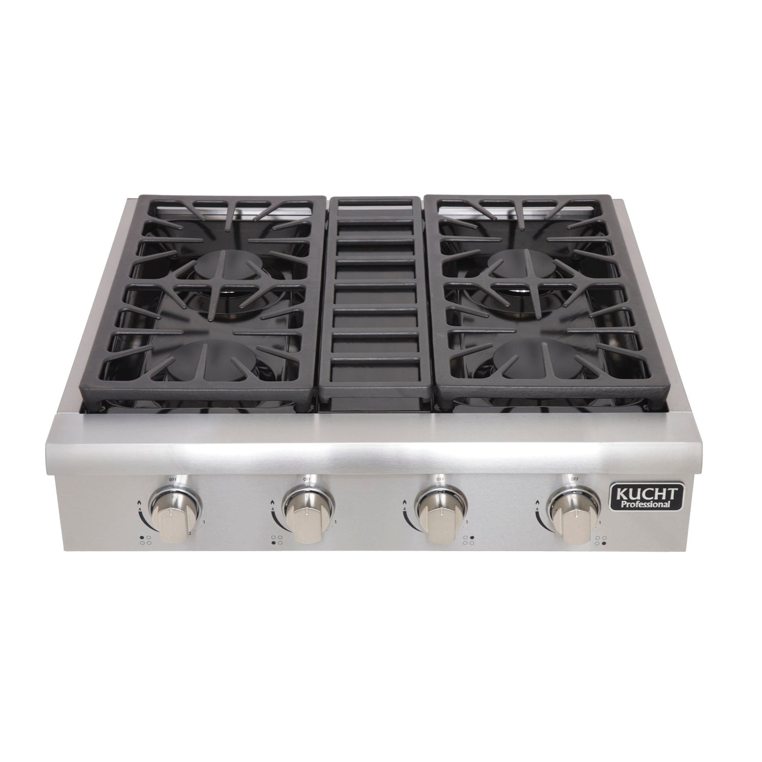 KUCHT Professional 30 in. Natural Gas Range-Top with Sealed Burners in Stainless Steel  with Classic Silver Knobs