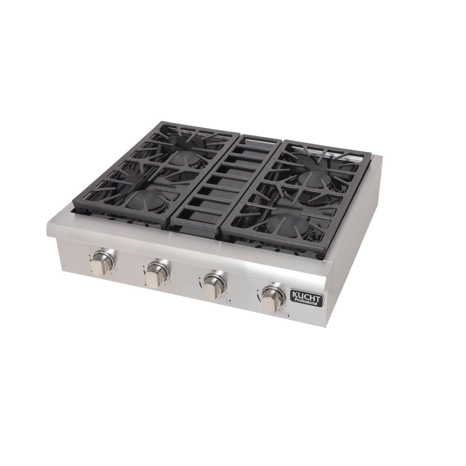 KUCHT Professional 30 in. Propane Gas Range-Top with Sealed Burners in Stainless Steel  with Classic Silver Knobs